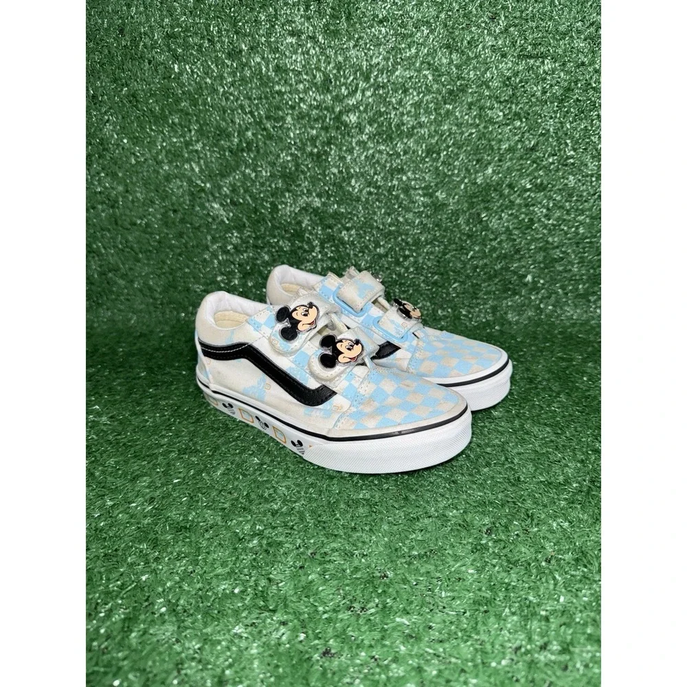 Vans Disney Classic Slip On Checkerboard Blue White Walking Shoe Toddler Size 13